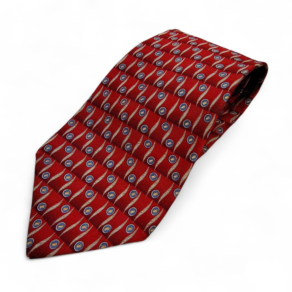 Jos A Bank Corporate Collection 100% Silk Red Abstract Mens Neck Tie Made in USA